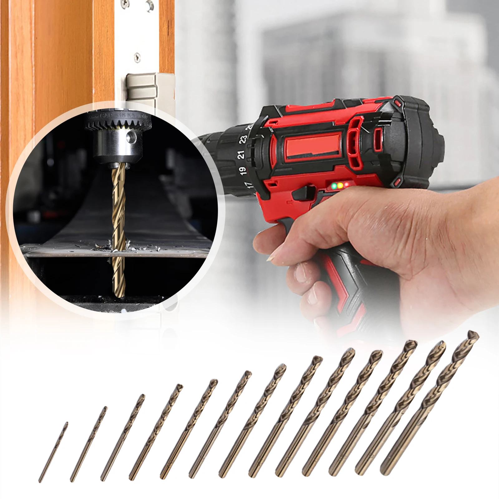 

15pcs Cobalt High Speed Steel Drill Bit Set 1.5mm-10mm Twist Drill Bit Power Tools with Straight Shank for Metal Full Grinding