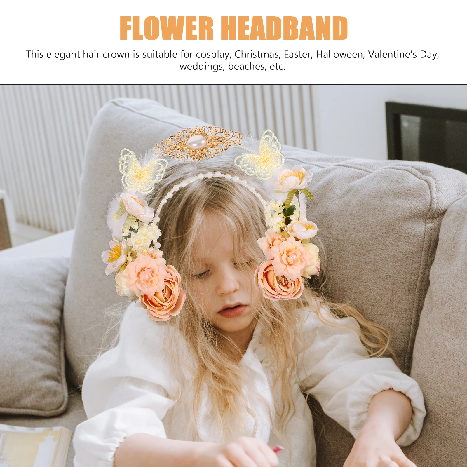 

Carnival Headpieces For Women Flower Crown Headband Elegant Bridal Hair Accessories Wedding Floral Headwear Lolita