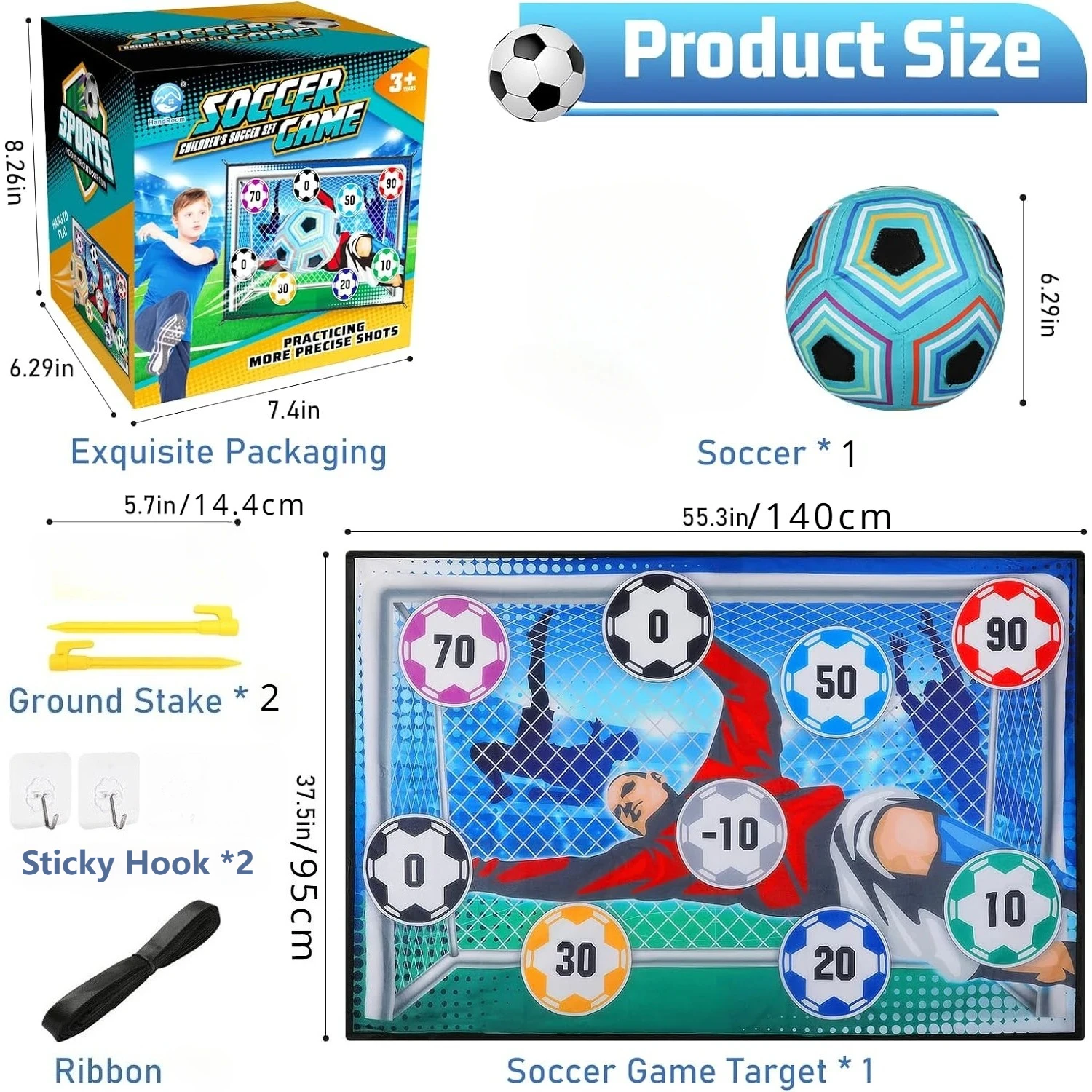 Toy Soccer Ball Game Set for Boys Girls Indoor Outdoor Backyard Toss Soccer Goal Game with Ball Target Sports Toys Birthday Gift