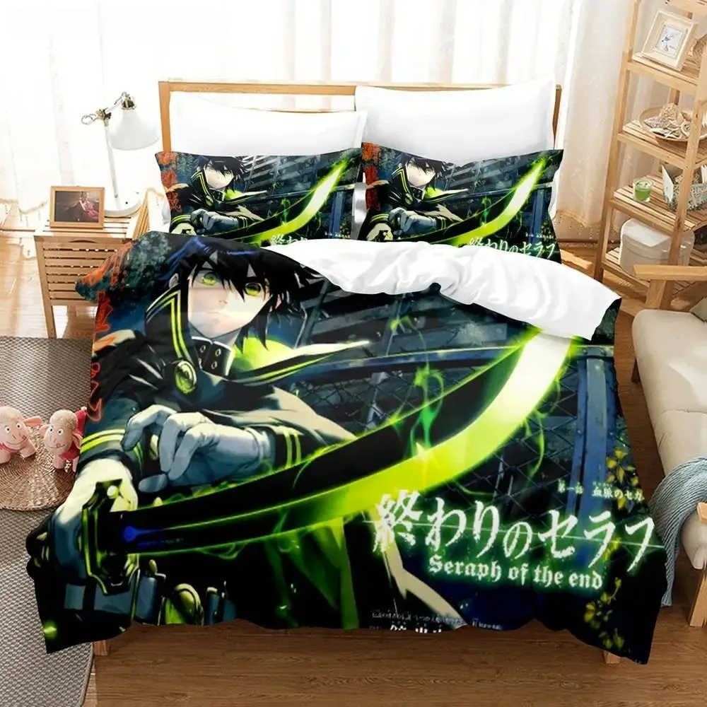 

Anime Seraph of the End 3D Print Bedding Set Cartoon Duvet Covers Pillowcases Double Size Bedclothes Decoration Home Textiles