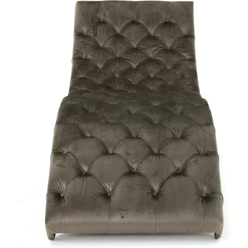 Button Tufted Velvet Chaise Lounge Outdoor Luxurious Armless Long Chair for Living Room, Bedroom, Office, Backyard