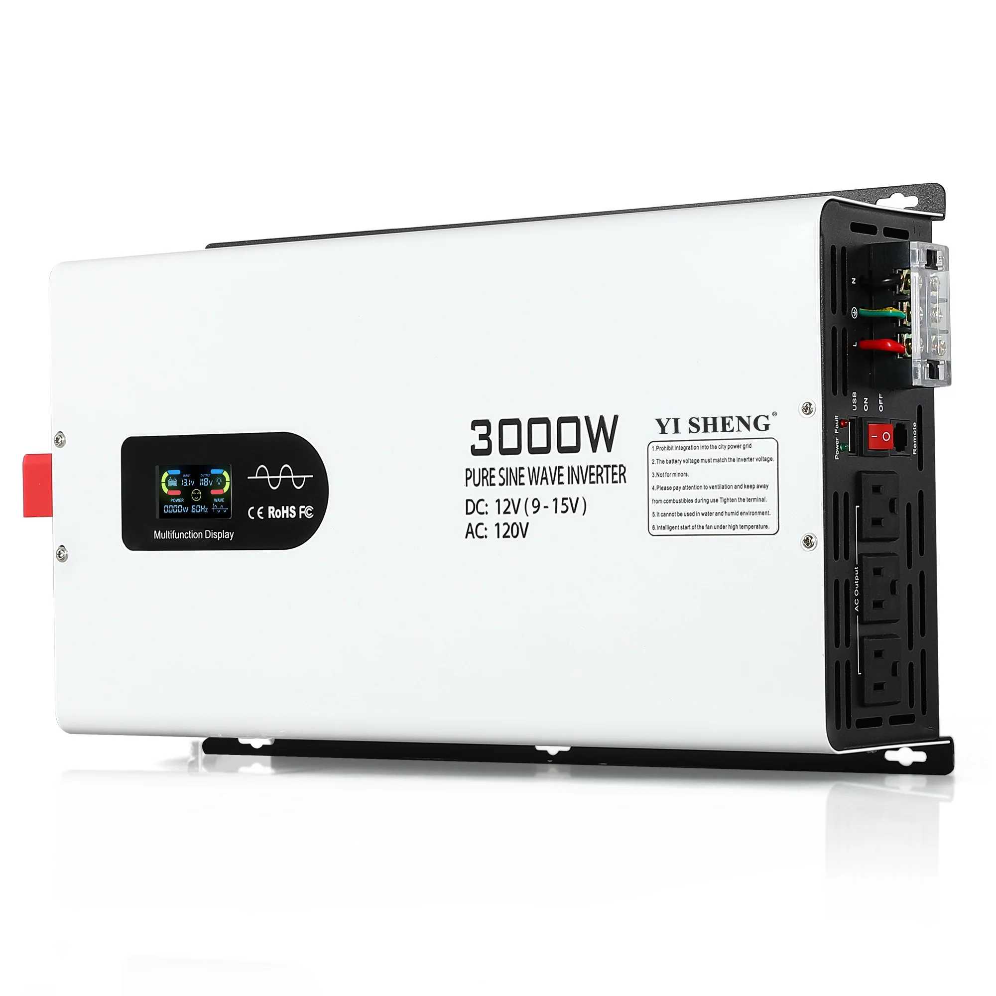 3000W Pure Sine Wave High Power Vehicle Converter Waterproof ABS PVC Box Single 12v/24v/48v/60v/72v 220v Car Inverter