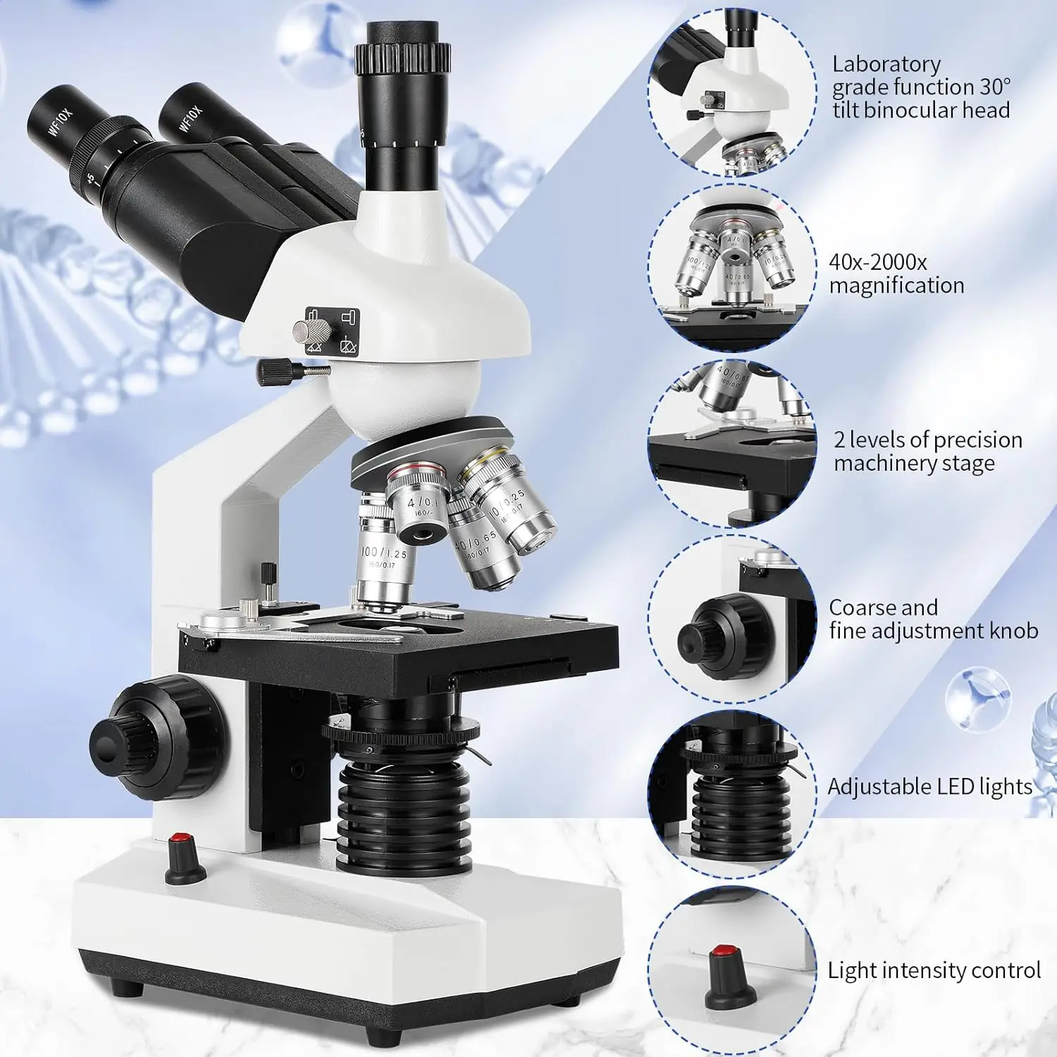 Magnification, Research Grade trinocular Compound Laboratory Microscope