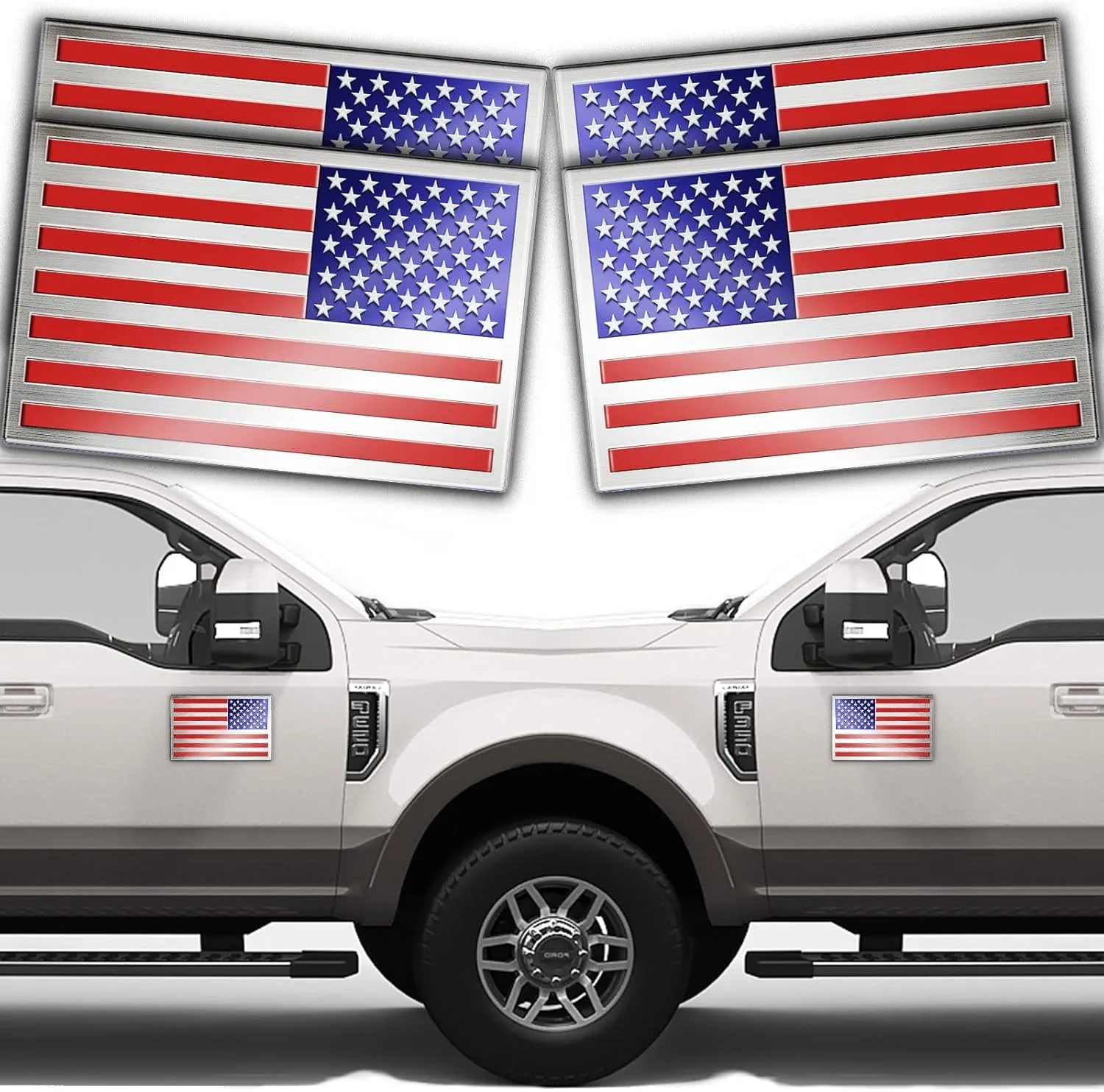 

Metal American Flag Emblem Decal，Black American Flag Decal,for Car, Truck or SUV,5"x3"(1 Pair) (Black)