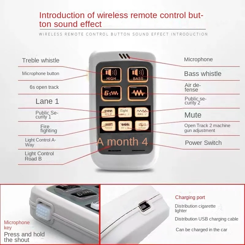 Car siren remote control megaphone siren siren MD830 high-power horn opening 200W 400W speaker System Remote Host Box