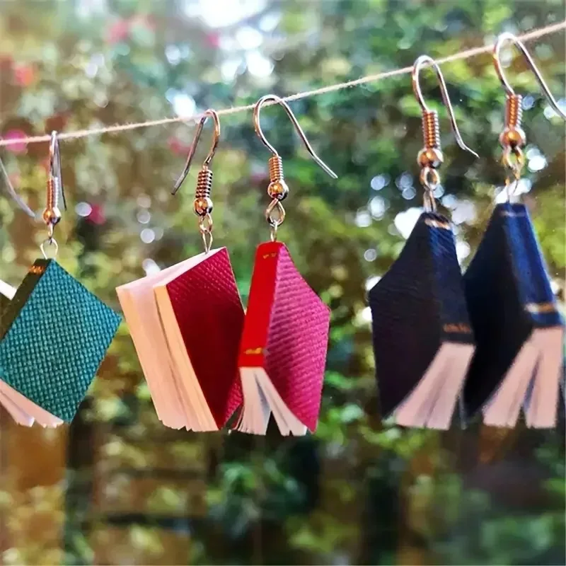 

Three-dimensional Book Back To School Season Exquisite Pendant Earrings for Women Artistic Fashionable Novel Creative Earrings