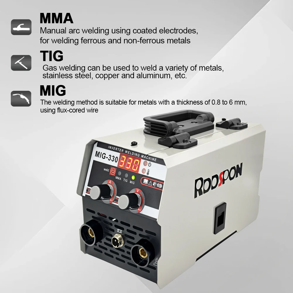 RDDPON 3 в 1 MIG TIG MMA Полуавтоматический сварочный аппарат 330A Инверторный сварочный аппарат с порошковой проволокой без газа Безогазовый паяльник