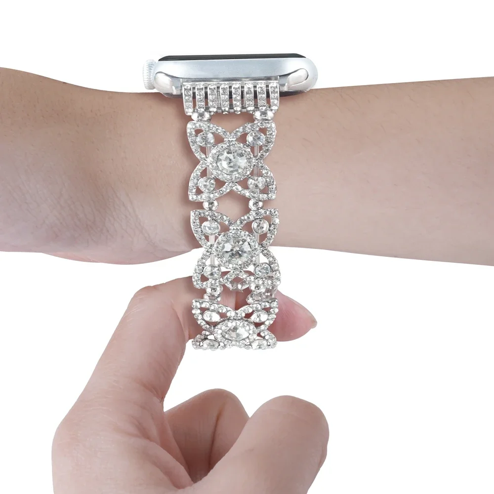 Excellent Bling elastic Bracelet link For Apple Watch band Series 10/9/8/7/6/5/4/3/2/1 40mm 41mm 42mm 44mm 45mm 46mm 49mm Strap