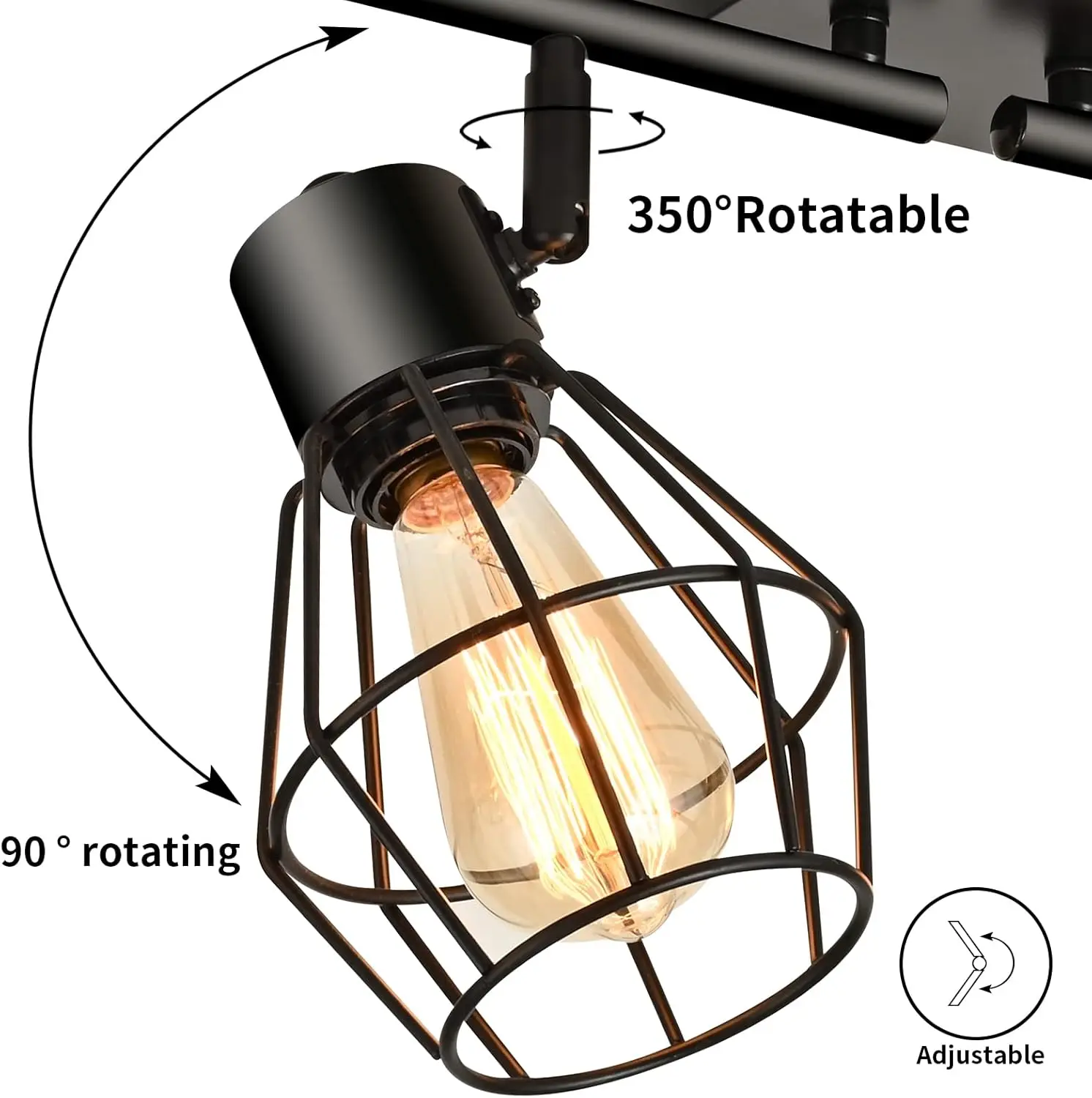 4-Light Modern Track Lighting - Adjustable Black Ceiling Spotlight for Kitchen, Dining Room & Hallway