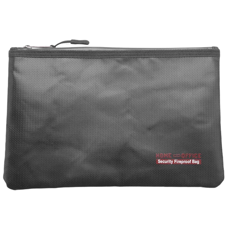 

8X Fireproof Money Safe Document Bag. NON-ITCHY Coated Fire & Water Resistant Safe Cash Bag For File Folder Holder