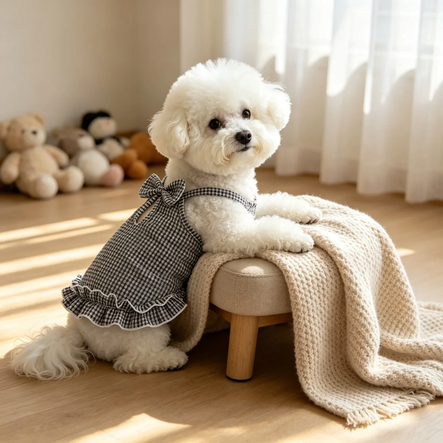 1 Stück Sommer-Haustierkleidung für kleine Hunde, niedliches gerüschtes gestreiftes Hundetanktop, atmungsaktive Welpenweste, süße Rüschen-Hundebekleidung – Detail 13