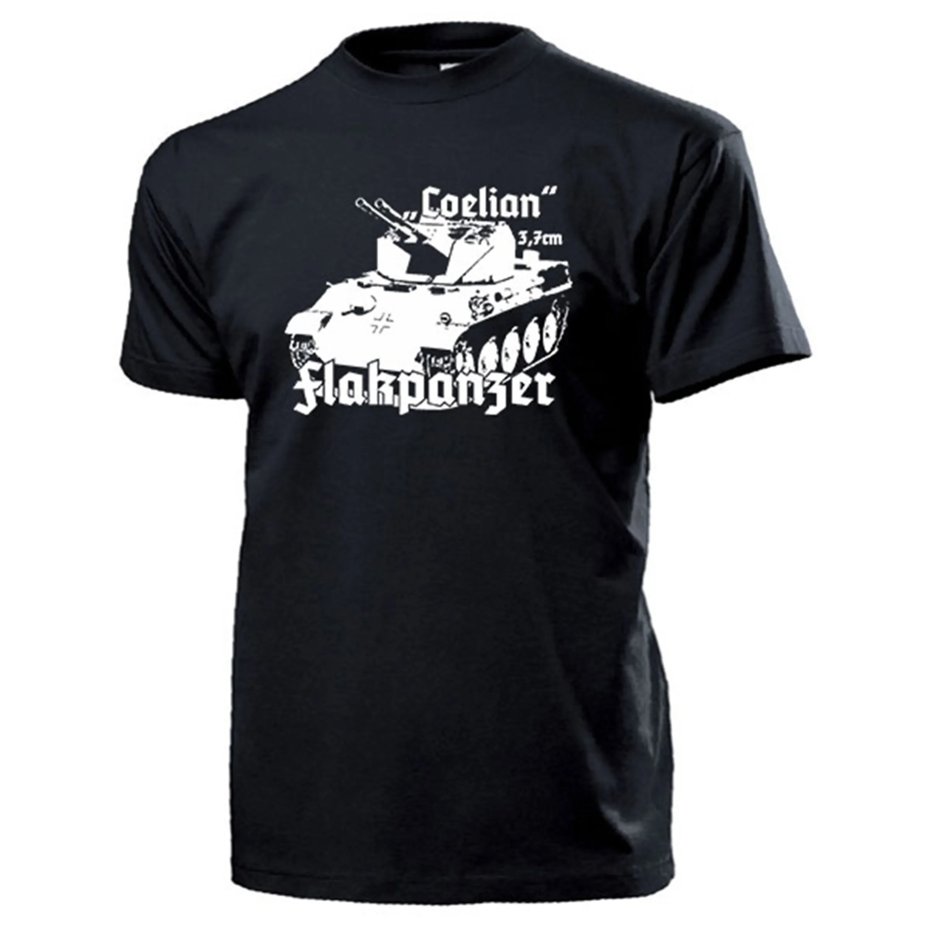 Flakpanzer Coelian 3.7 cm Flak Pantherr Wanne Luftschlacht Panzer T-Shirt. Summer Cotton Short Sleeve O-Neck Mens T Shirt New