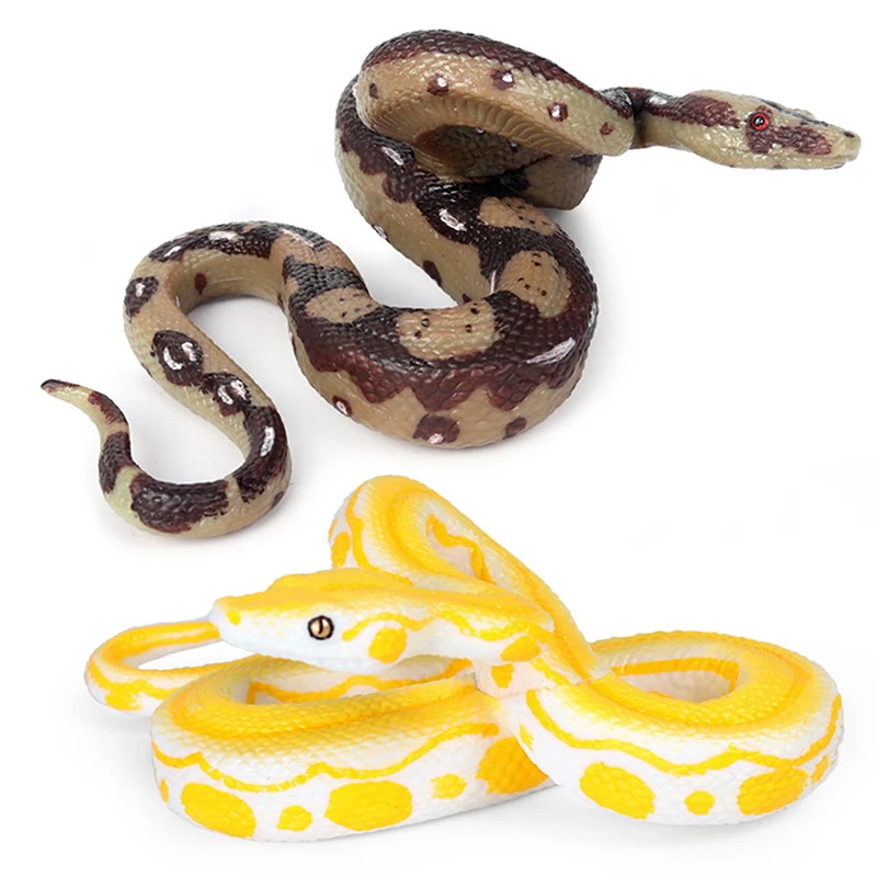 Simulated Python Solid Wild Animal Biological Model Rubber Snake Children's Toy Collectible Ornament Halloween Tricky Toys