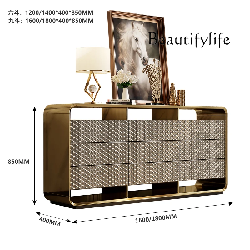 

Italian light luxury modern minimalist sofa back to the cabinet solid wood dining side cabinet living room paint bedside storage