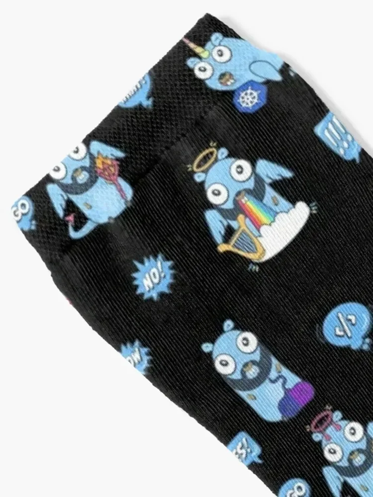 Golang gopher ghost and kubernetes set Socks Running crazy floor luxury Mens Socks Women's