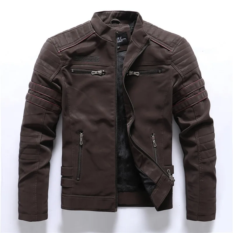 Leather Jacket Men's Autumn and Winter Fleece Motorcycle Fleece Textured Leather Embroidered Trendy Leather Jacket Factory 2026
