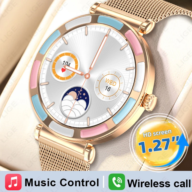 

LIGE Female Health Monitor Smart Watch Ladies 360*360 HD Full Touch Screen Bluetooth Call Watches New Fashion Smartwatch Women