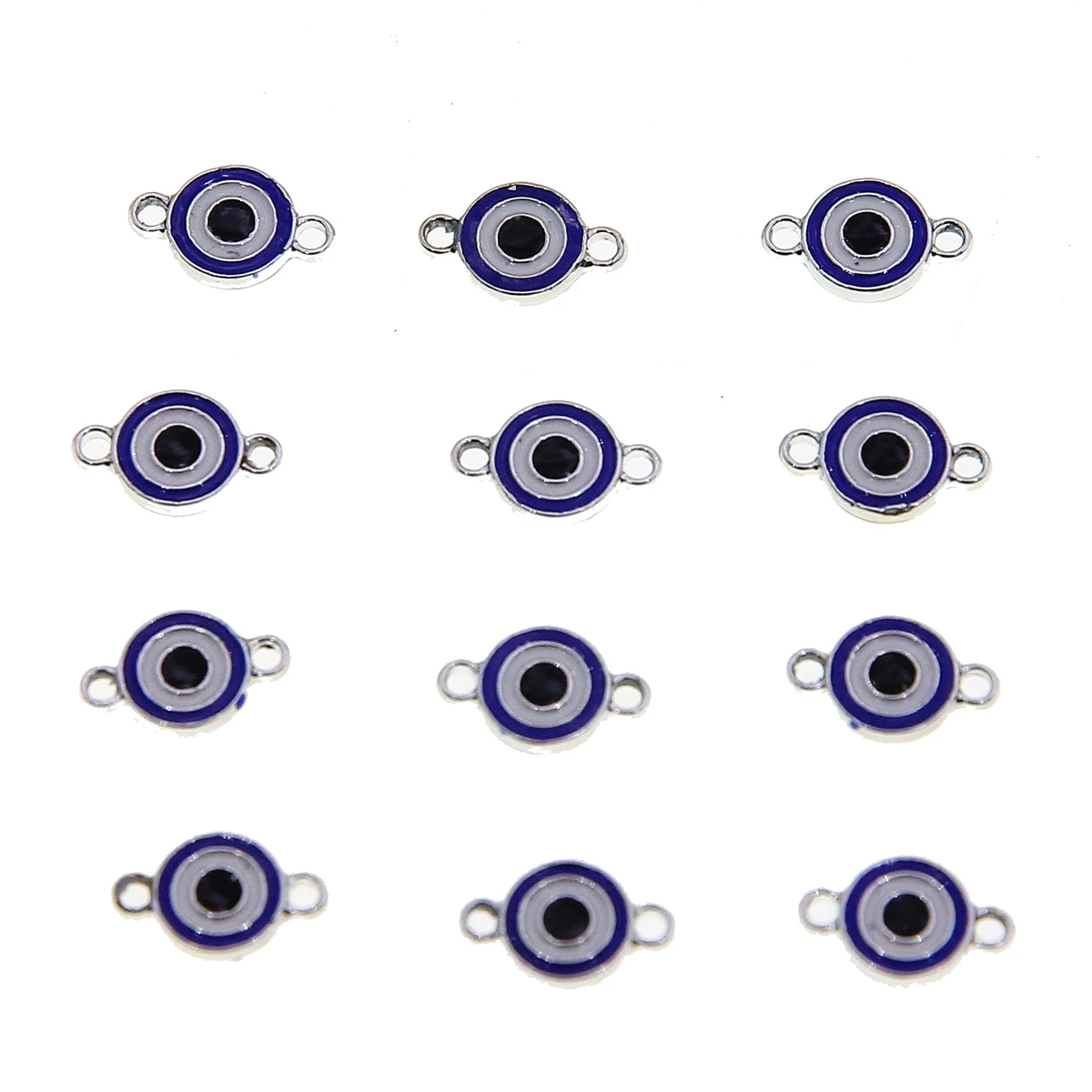 

50pcs 11*7mm Turkish Evil Eye Connectors With Crystal For Jewelry Making Supplies DIY Handmade Bracelets Anklets Accessories