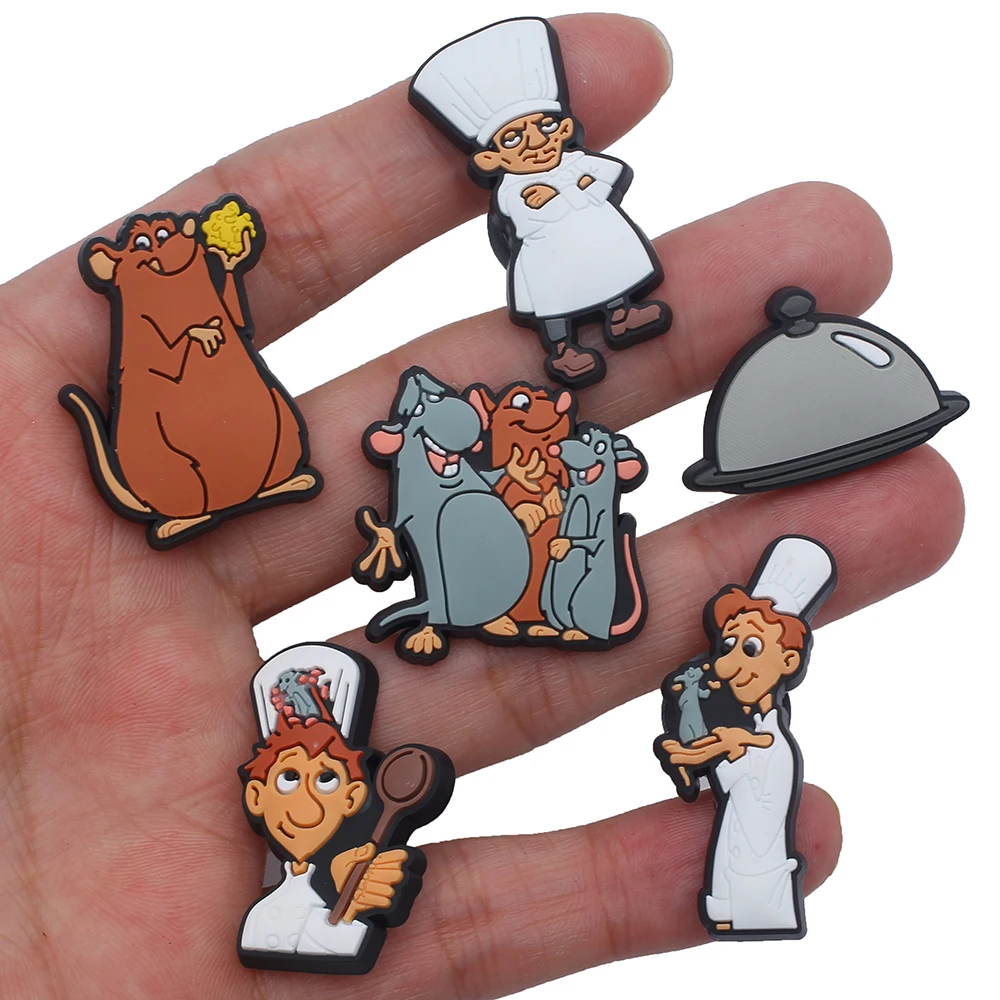 1pcs Ratatouille cartoon series Shoe Charms Designer for Shoe Accessories Dreations for Classic Clog Kids X-mas Gift Hot Sale