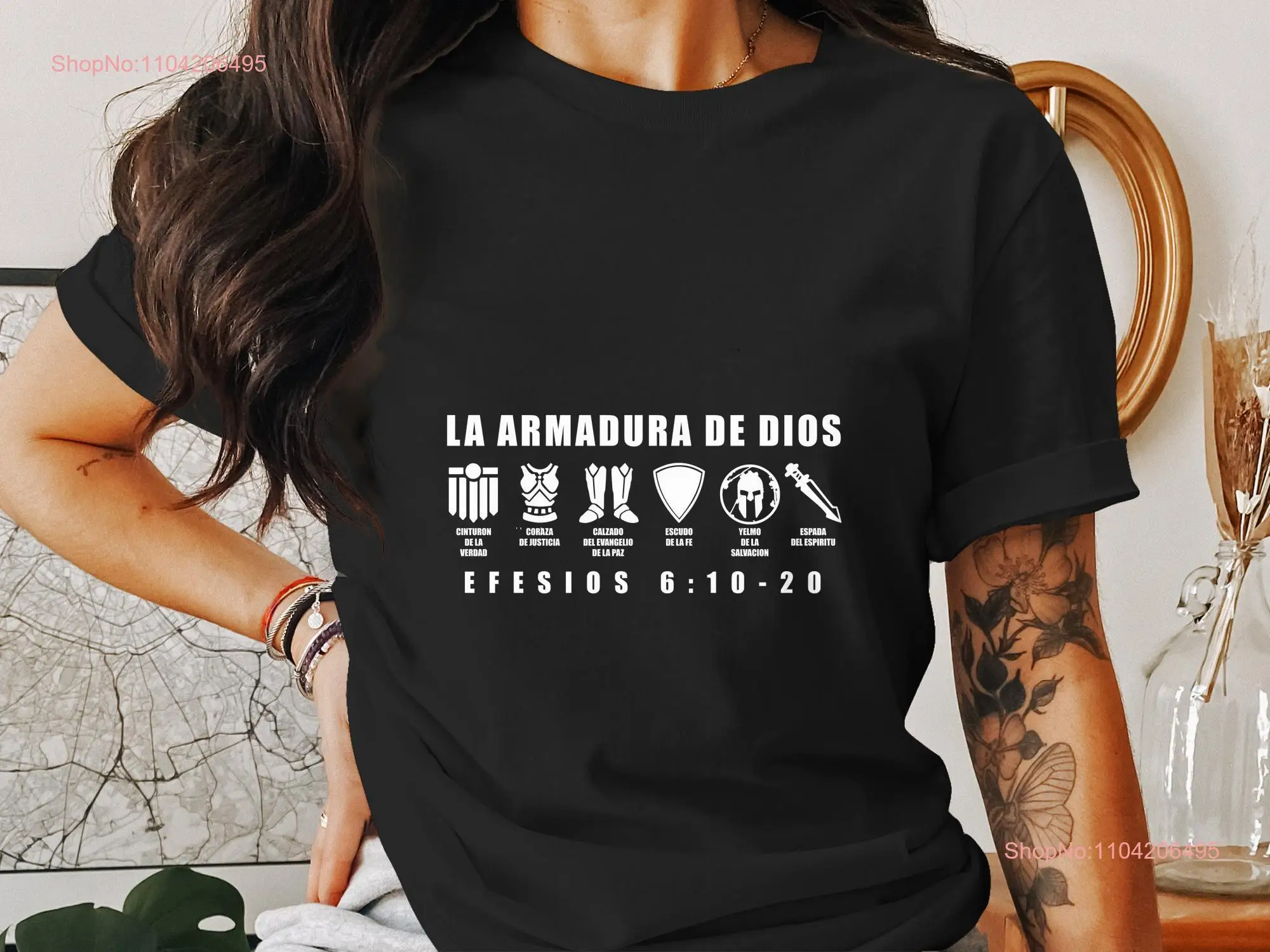 La Armadura de Dios Christian T Shirt Ephesians 6 10 20 Bible Verse Faith Based Religious Spiritual Armor