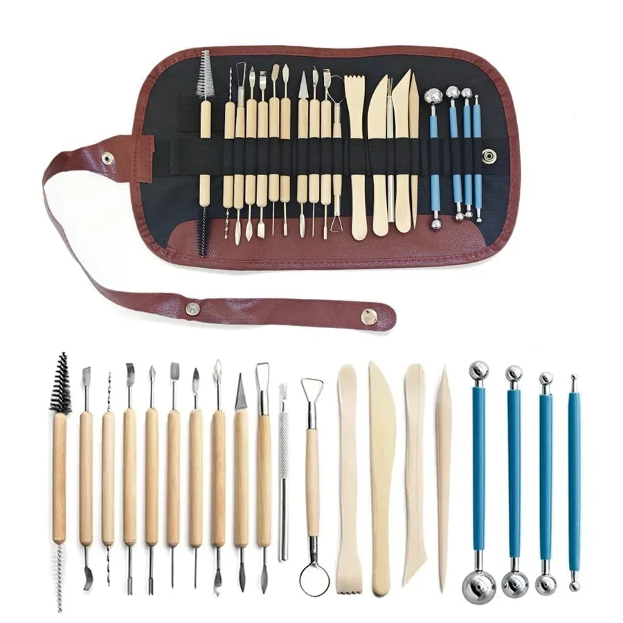 Keramik-Ton-Bildhauerwerkzeuge-Set, 24 Stück/Set, Keramik-Wachs-Ton-Schnitzwerkzeuge für Kunsthandwerk, Töpferei, Bildhauerei, Modellierungswerkzeug-Set