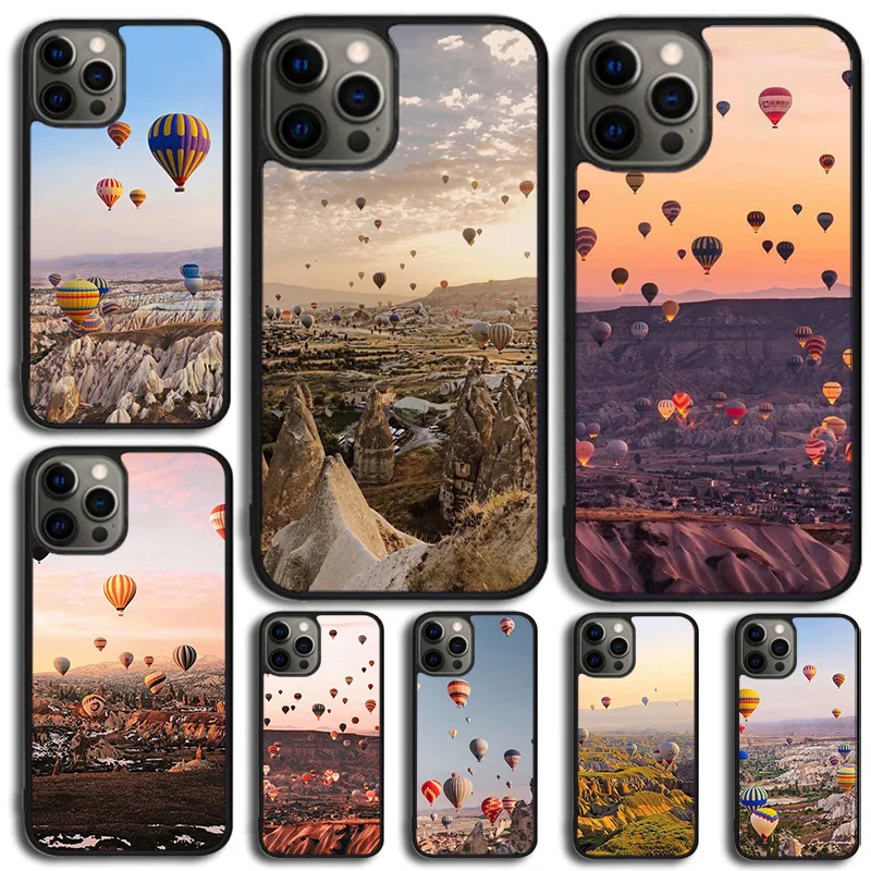 Hot Air Balloon Travel Mountain Phone Case For iPhone 14 15 16 13 12 Mini Max Cover For Apple 11 Pro Max 8 7 Plus SE Coque