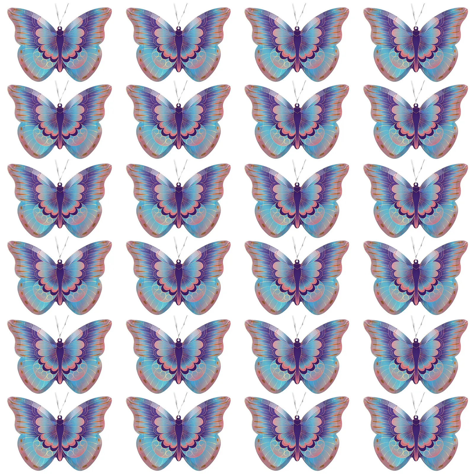 24 assiettes en papier jetables à motifs de papillons colorés, idéales pour les fêtes, les jours fériés et les repas en famille.