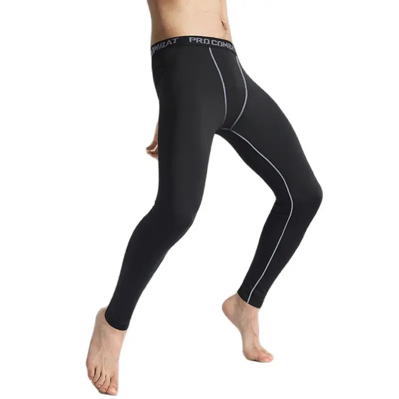 2 Pieces Men Running Trousers Base Layer Tight Training Fitness Jogger Black Sports Skinny White Cycling Pants Gray Long Johns