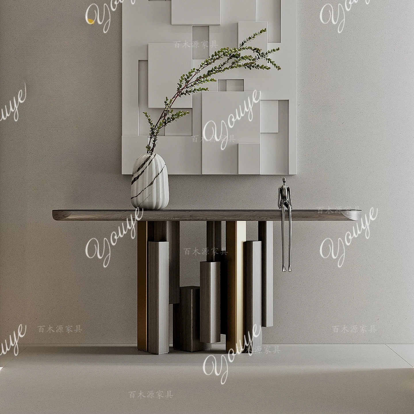 

Light luxury partition case, Italian high-end foyer cabinet, end view table, decorative strip case, storage porch table