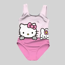 Mini Girls One-Piece Swimsuit Fashion Hello Kitty And Friends Cartoon Print Swimsuit Ladies Sleeveless Swimsuit Family Suit