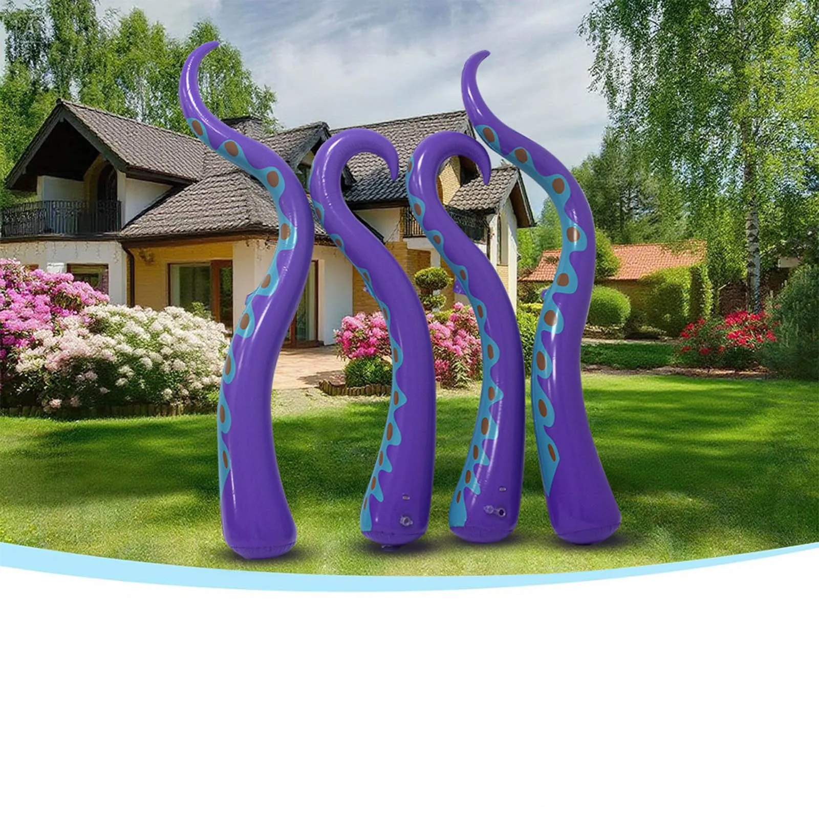 

4pcs Giant Halloween Inflatable Octopus Tentacle Indoor Outdoor Ornaments DIY Halloween Atmosphere Party Horror House Yard Decor