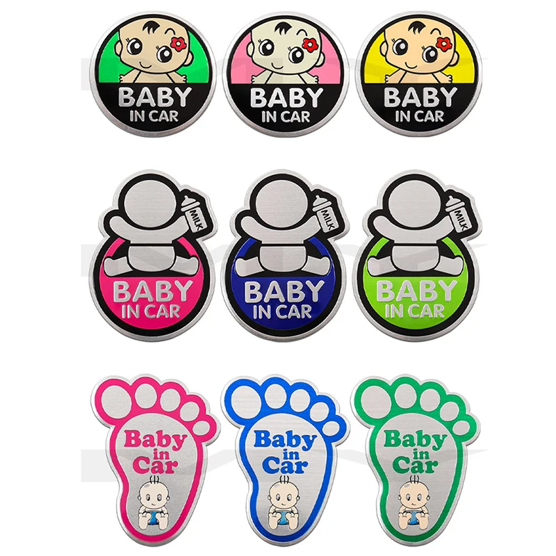 

Baby in Car Warning Sticker Kid Safety Caution Decal for Window Windshield Body Side Auto Decoration Metal Accessories
