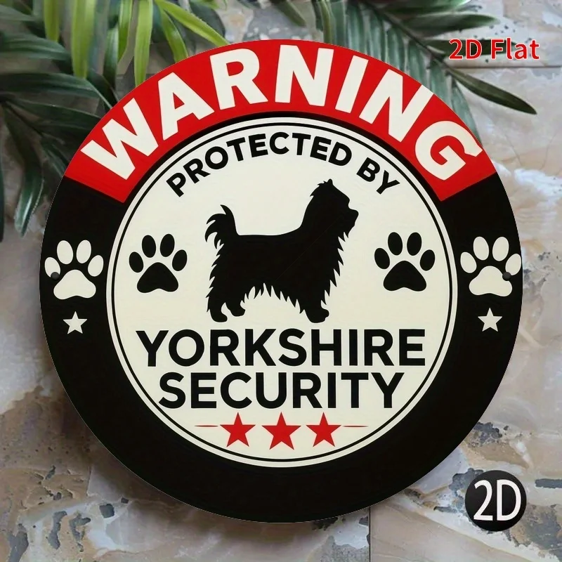 2D Flat, 1pc Yorkshire Security Warning Round Metal Sign - Durable Iron, 2D Flat Print, Wall & Home Decor for Farmhouse, Garage,