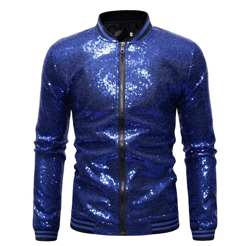 2024  Winter New Seven Color Fashionable Sequin Jacket for Men, Hot Selling  Stand Up Collar Contrasting Mens Jackets, Eur Size