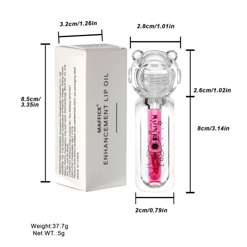 Óleo Essencial Brilhante para Lip Nutritivo e Hidratante, Ocultar Lip Lines