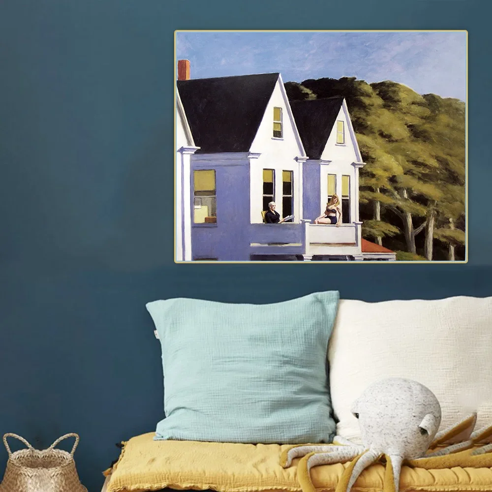 Second Story Sunlight,1960, by Edward Hopper Canvas Oil Painting Aesthetic Picture Wall Backdrop Hanging Decor Home Decoration