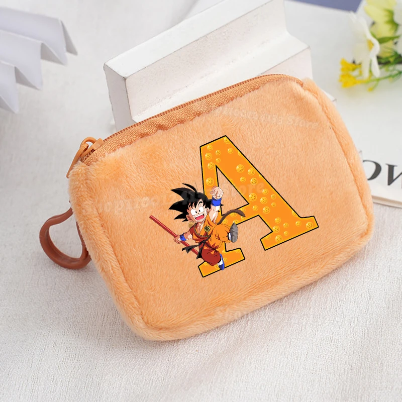 

Dragons Ball Kids Coin Purse Cute Letters Anime Print Boys Portable Plush Wallet Man Key Bank Card Coin Mini Bag Party Game Gift