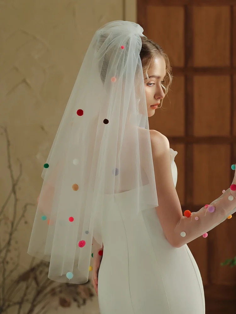 

Свадебная фата для невесты, сетчатая фата из тюля с помпоном, белая фата с зажимом, свадебная фата для девичника, аксессуары для головного убора