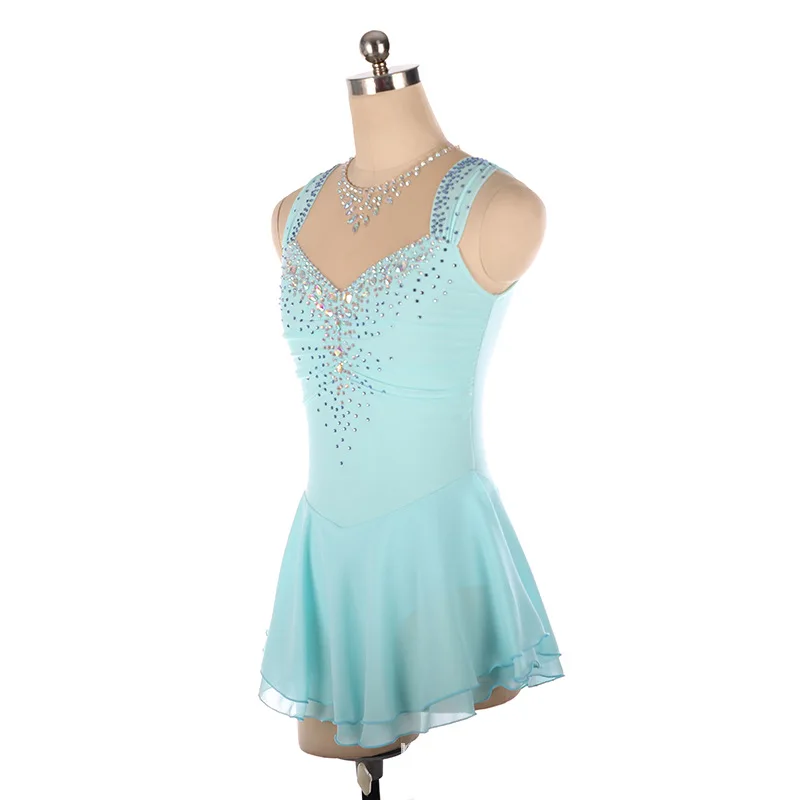 Customized sleeveless ice skating clothing children adult figure Kosten performance competition dress ballet leotard gymnastique