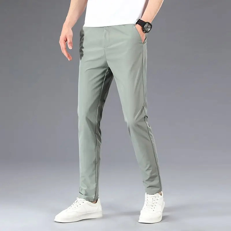 

Male Sun Protective Quick Drying Denim Pants 2025 Summer New Men Ice Silk Casual Jeans Straight Slight Strech Trousers Size 38