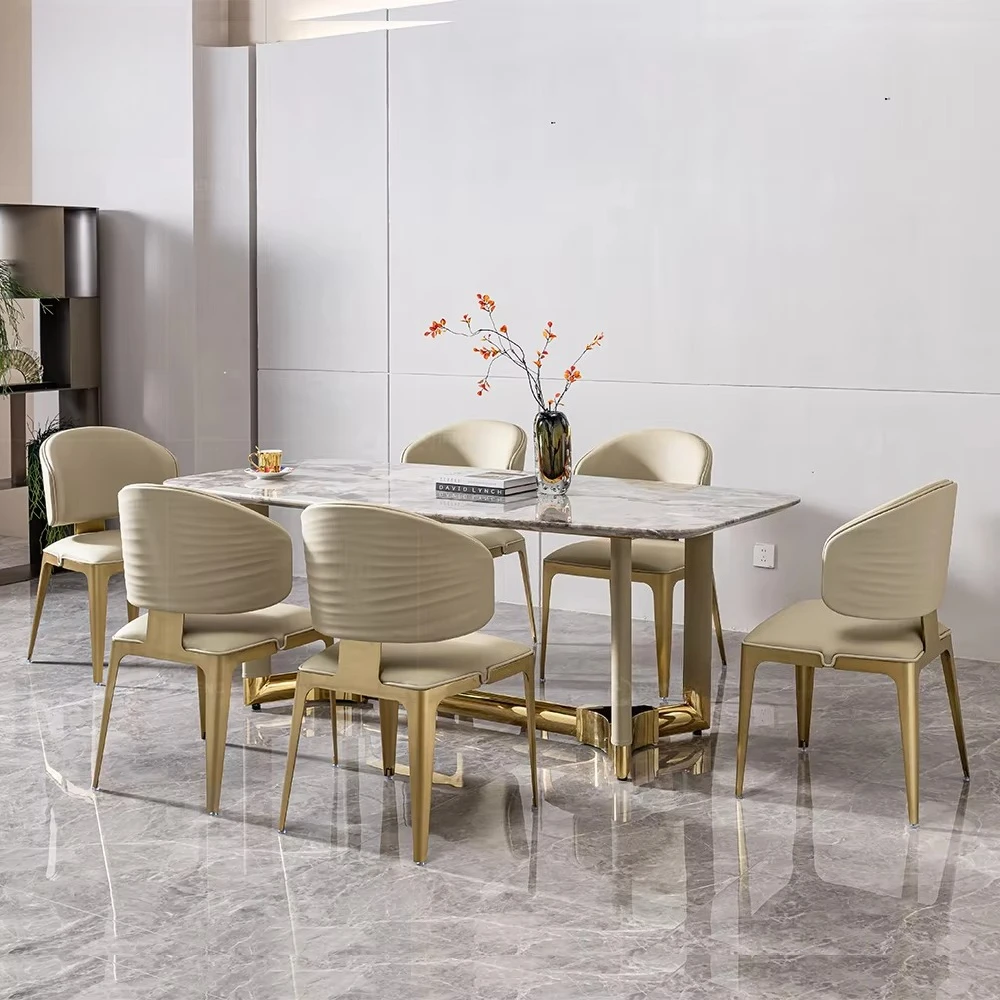 

Modern Luxury Furniture Mirror Gold Dining Table Dining Set Marble Dining Table 4 Seats