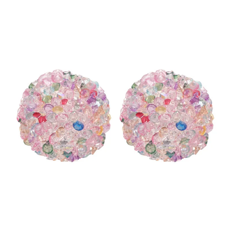 Stud Earrings Round Heart Candy Color Sugar Texture Sweet Trendy Lightweight Alloy Small Size Cute Earrings for Women