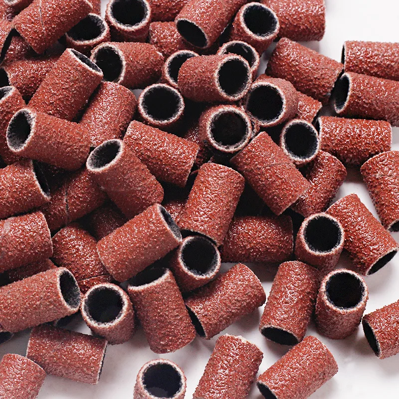 100個/箱 電動ネイルマシン用サンディングキャップバンド 180/120/80グリット ネイルドリル研磨ビットファイル ペディキュアツールセット