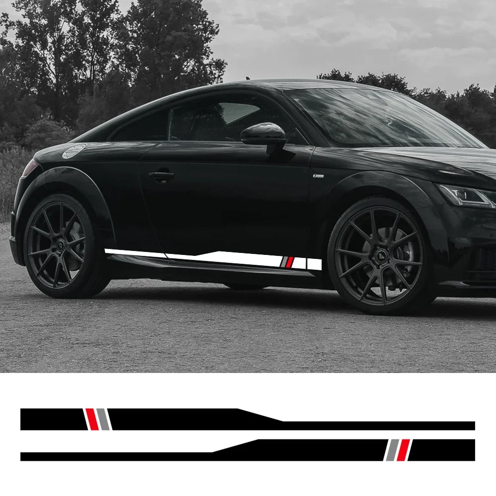 Car Side Skirt Sticker Trims Vinyl Decals Creative Tricolor Decor Auto Accessories For Audi TT 8N MK1 MK2 8J Coupe MK3 8S TFSI