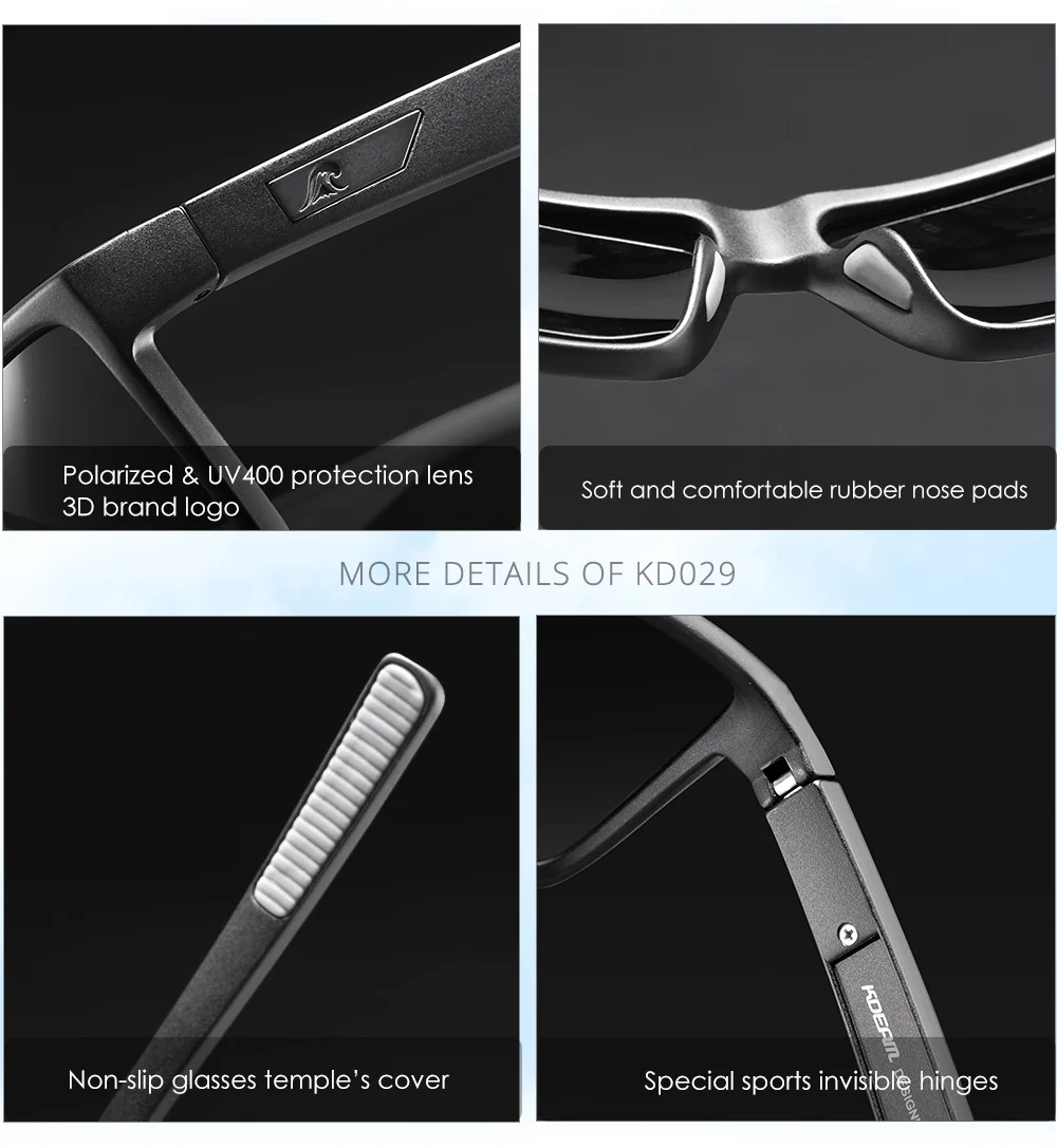 KDEAM Scratch Widerstand Sonnenbrille Männer Polarisierte 100% UV Schutz Sonnenbrille Integral Frühling Scharniere Und Gebogene Tempel KD029 – Detail 7