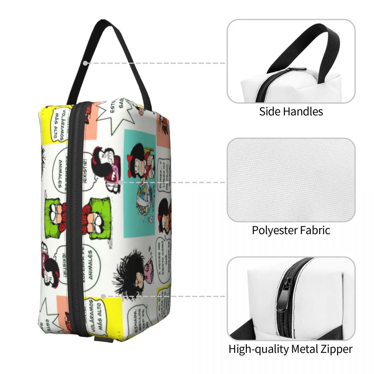 Benutzer definierte Reise Manga Quino Mafalda Kultur beutel Kawaii Cartoon Kosmetik Make-up Veranstalter Frauen Schönheit Lagerung Dopp Kit Box