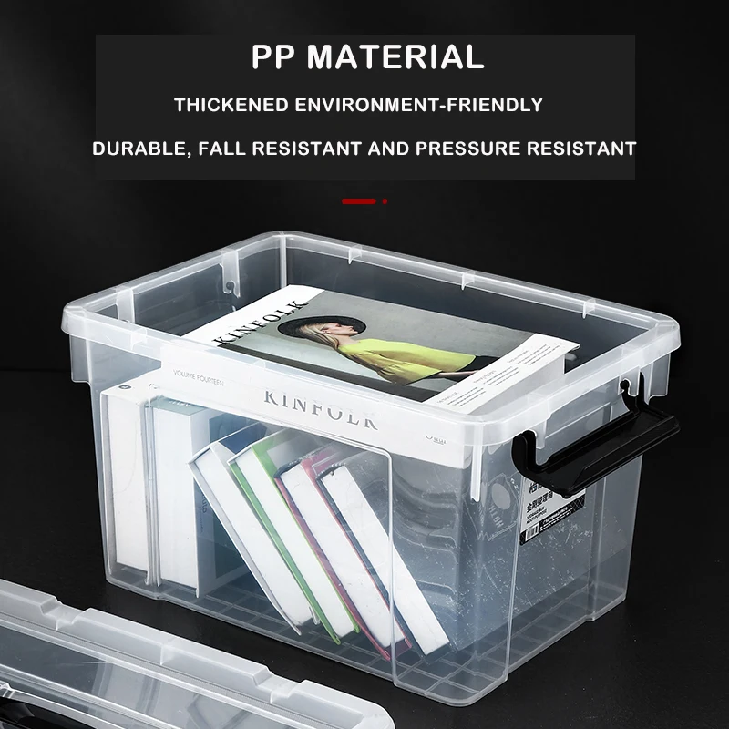 Przezroczyste pudełko do przechowywania bardzo duża zagęszczona plastikowa skrzynka na ubrania pudełko do sortowania zabawek z osłoną koła