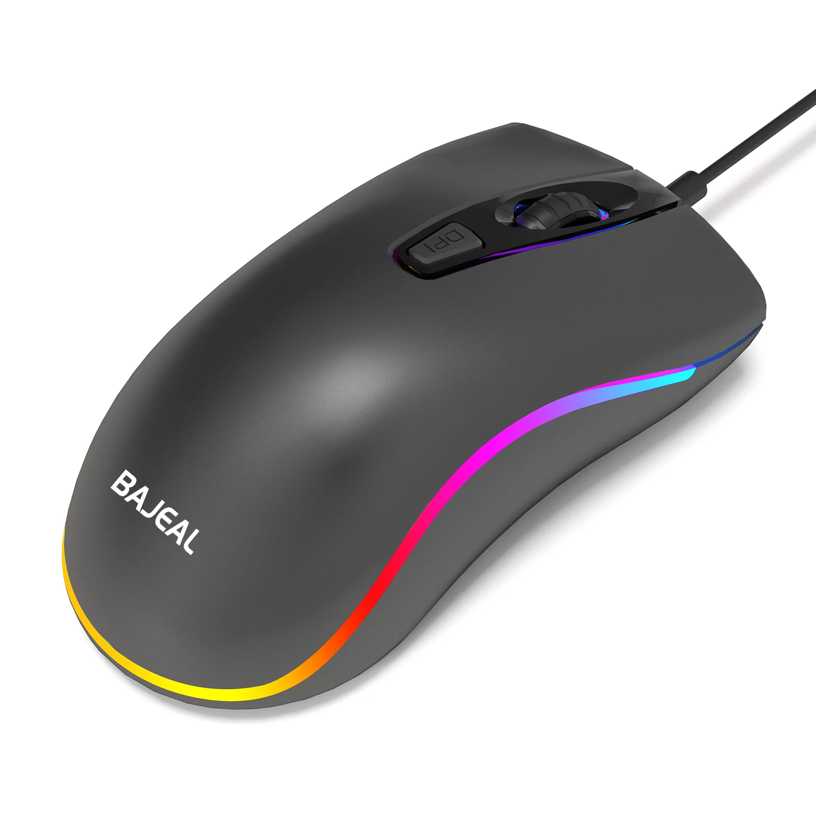 BAJEAL D1 Souris de jeu 4D filaire – Conception ergonomique, éclairage RVB et poignée antidérapante pour PC/ordinateur portable Esports