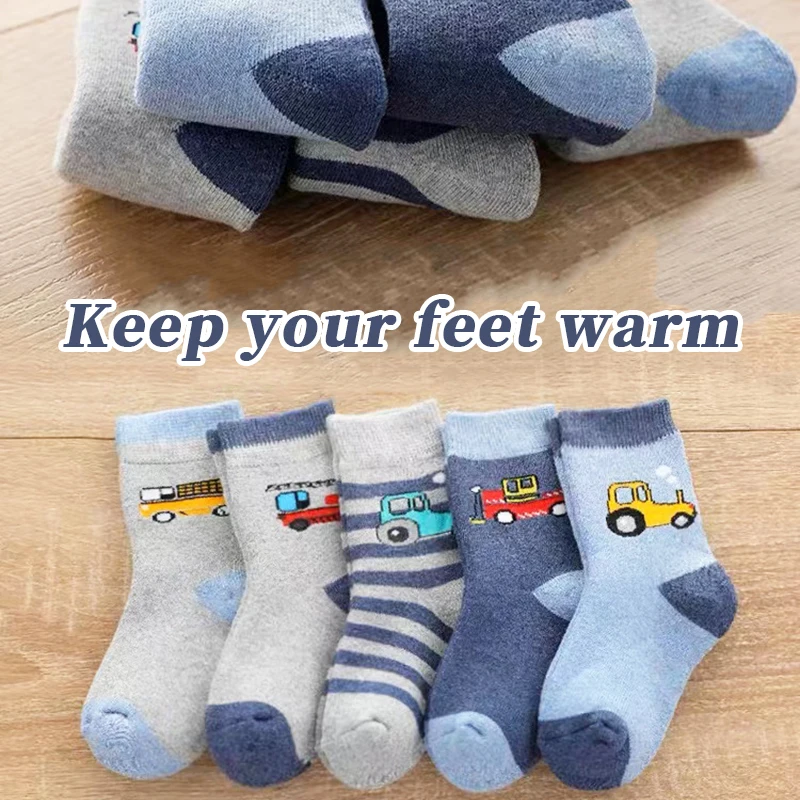 10Pairs 1-16Years Terry Socks for Children cartoon children's fashion wholesale to resell socks little car  Delicate and soft