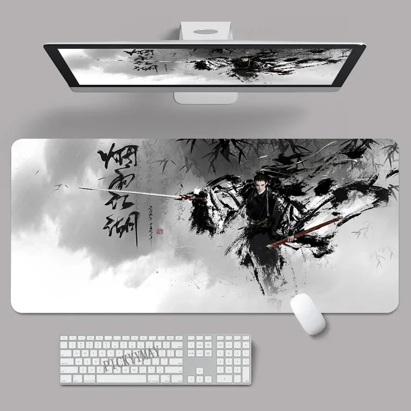 

Ancient Style Black and White Chinese Landscape Design Mouse Pad Rubber Non-slip Desk Mousepad Office Gamer Keyboard Decor Mat